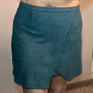 Teal Super soft Cross front mini skirt